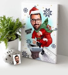 Kişiye Özel Yılbaşı Temalı Bay Karikatürlü Kanvas Tablo (30 x 50 cm.) - 3