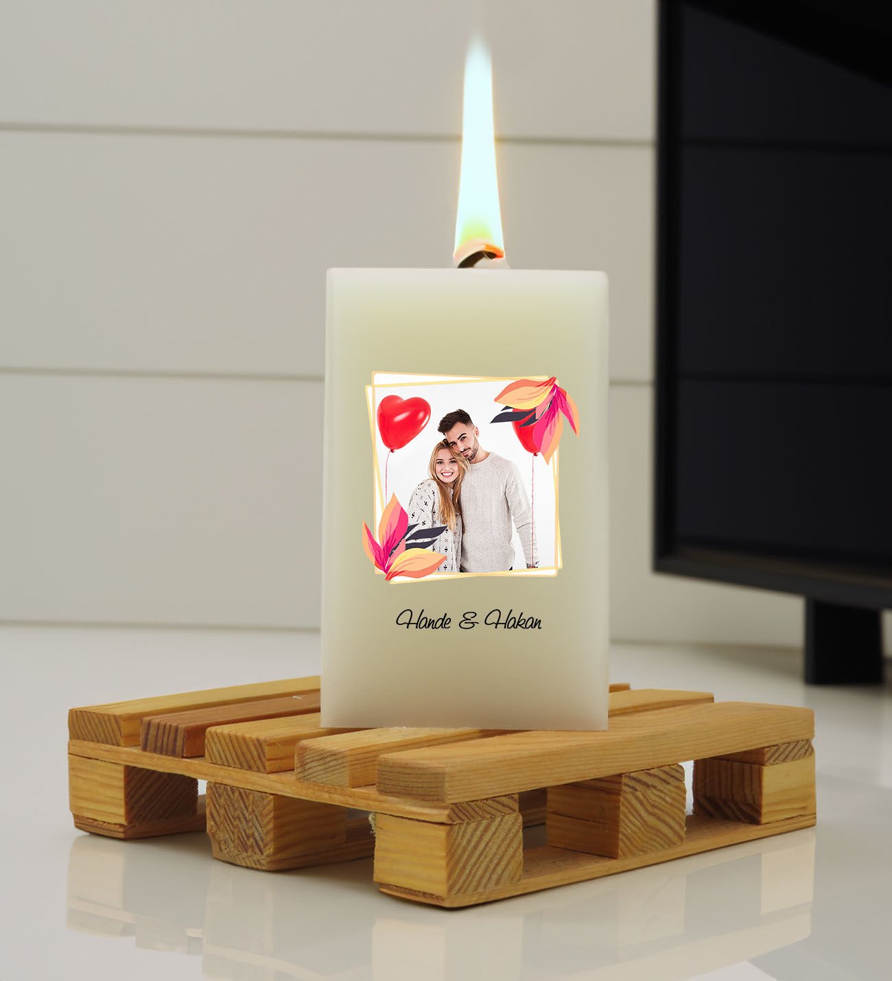 BK Gift Kişiye Özel İsimli Fotoğraflı DTF Dikdörtgen Blok Mum-2, Sevgiliye Hediye, Arkadaşa Hediye, Doğum Günü Hediyesi, Ev Hediyesi