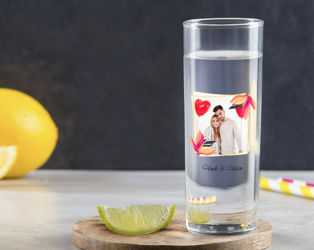 Kişiye Özel Renkli Baskılı İsimli Fotoğraflı Vodka Bardağı-28