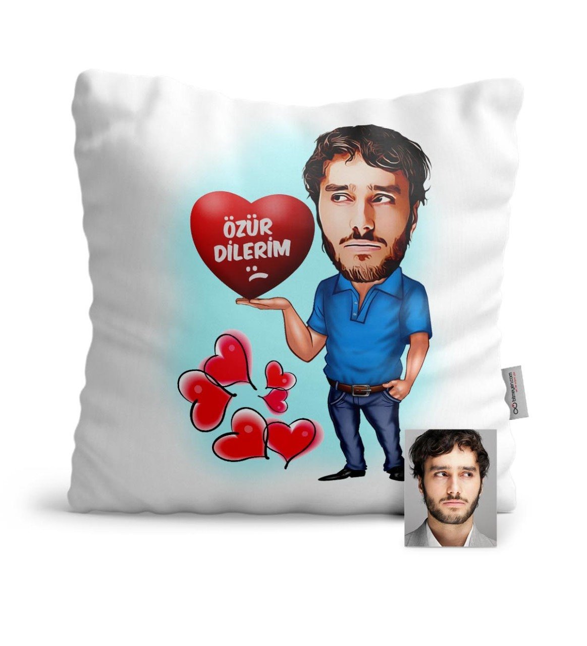 Kişiye Özel Özür Dilerim Karikatür Saten Yastık - 2