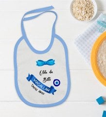 BK Kids Kişiye Özel Mavi Bebek Mama Önlüğü - Model 97