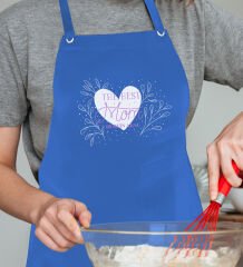 BK Gift Kişiye Özel İsimli Anneler Günü Tasarımlı Profesyonel Mavi Mutfak Önlüğü, Aşçı Önlüğü, Şef Önlüğü, Anneye Hediye-13