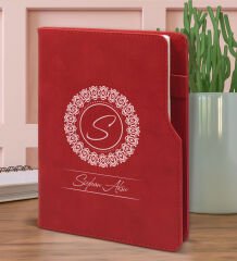 BK Gift Kişiye Özel İsimli Kırmızı Termo Deri Not Defteri 15x21cm-2