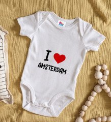 BK Kids I Love Amsterdam Tasarımlı Bebek Body Zıbın - Model 1
