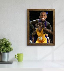 Evcil Dostlara Özel Basketbol Oyuncusu Tasarımlı Portre Doğal Masif Ahşap Çerçeveli Tablo 30x40cm-1