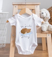 BK Kids Kişiye Özel İyi Geceler Tasarımlı Bebek Body Zıbın ve Mama Önlüğü Hediye Seti - Model 1