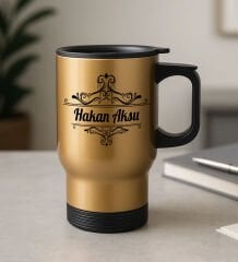 BK Gift Kişiye Özel İsimli Kulplu Gold Çelik Bardak Termos Mug 450ml-1, Sevgiliye Hediye, Arkadaşa Hediye, Eşe Hediye