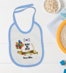 BK Kids Kişiye Özel Mavi Bebek Mama Önlüğü - Model 100
