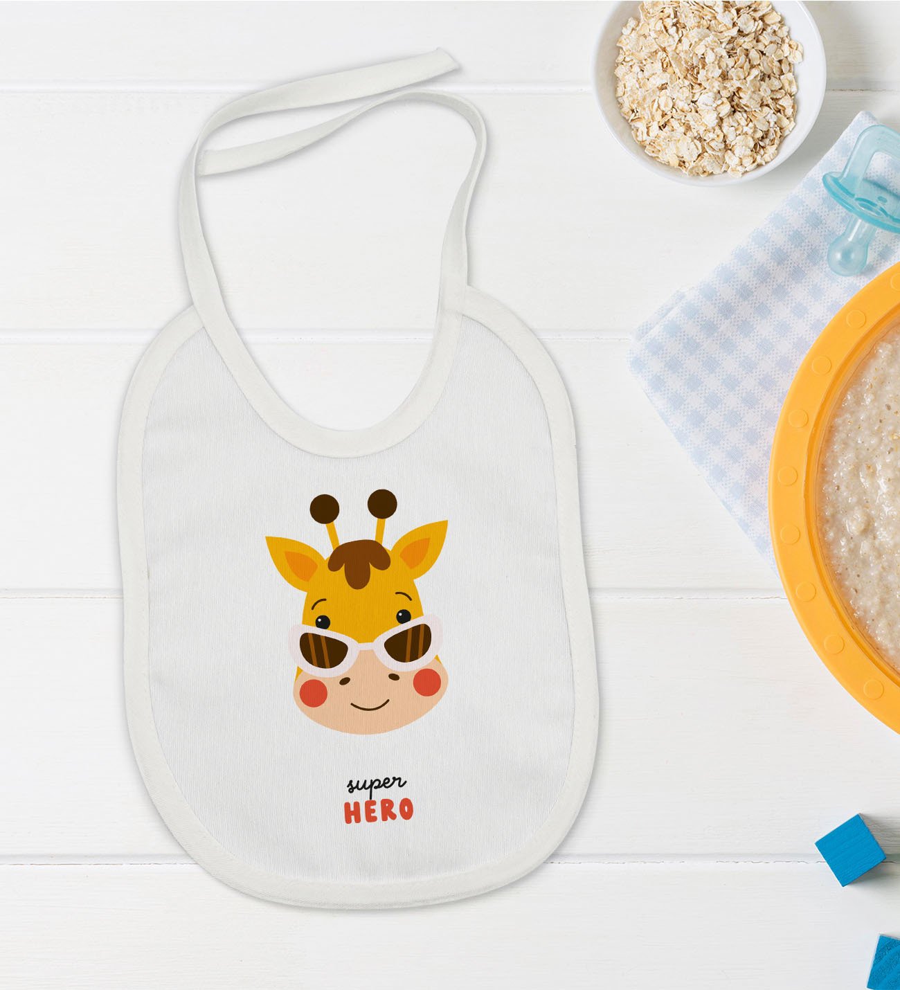 BK Kids Super Hero Tasarımlı Bebek Mama Önlüğü - Model 1
