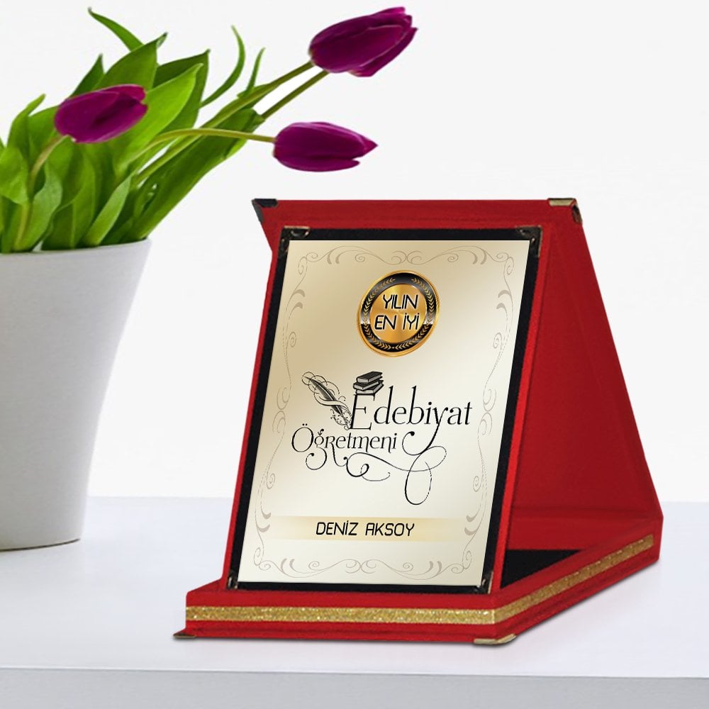 Kişiye Özel Yılın En İyi Edebiyat Öğretmeni Kırmızı Plaket Ödülü
