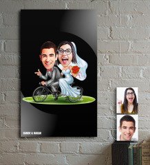 Kişiye Özel Evleniyoruz Karikatür Ahşap Tablo - 3