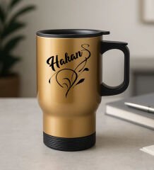 BK Gift Kişiye Özel İsimli Kulplu Gold Çelik Bardak Termos Mug 450ml-2, Sevgiliye Hediye, Arkadaşa Hediye, Eşe Hediye