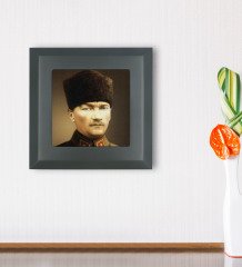 BK Gift Atatürk Tasarımlı Ahşap Çerçeveli Taş Duvar Dekoru-25