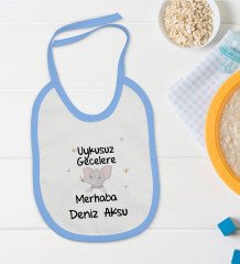 BK Kids Kişiye Özel Mavi Bebek Mama Önlüğü - Model 101