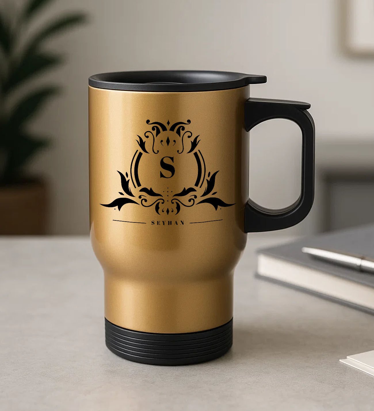 BK Gift Kişiye Özel İsimli Kulplu Gold Çelik Bardak Termos Mug 450ml-3, Sevgiliye Hediye, Arkadaşa Hediye, Eşe Hediye