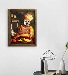 Evcil Dostlara Özel Chef Tasarımlı Portre Doğal Masif Ahşap Çerçeveli Tablo 30x40cm-1
