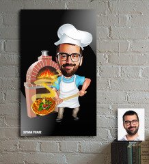 Kişiye Özel Bay Kebapçı Karikatür Ahşap Tablo - 1