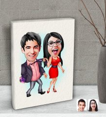 Kişiye Özel Sevgililer Karikatürlü Dekoratif Mini Kanvas Tablo 15x20cm-4