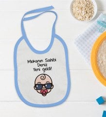 BK Kids Kişiye Özel Mavi Bebek Mama Önlüğü - Model 103