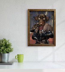 Evcil Dostlara Özel Şövalye Tasarımlı Portre Doğal Masif Ahşap Çerçeveli Tablo 30x40cm-1