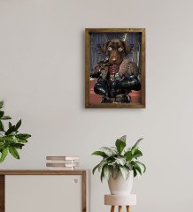 Evcil Dostlara Özel Şövalye Tasarımlı Portre Doğal Masif Ahşap Çerçeveli Tablo 30x40cm-1