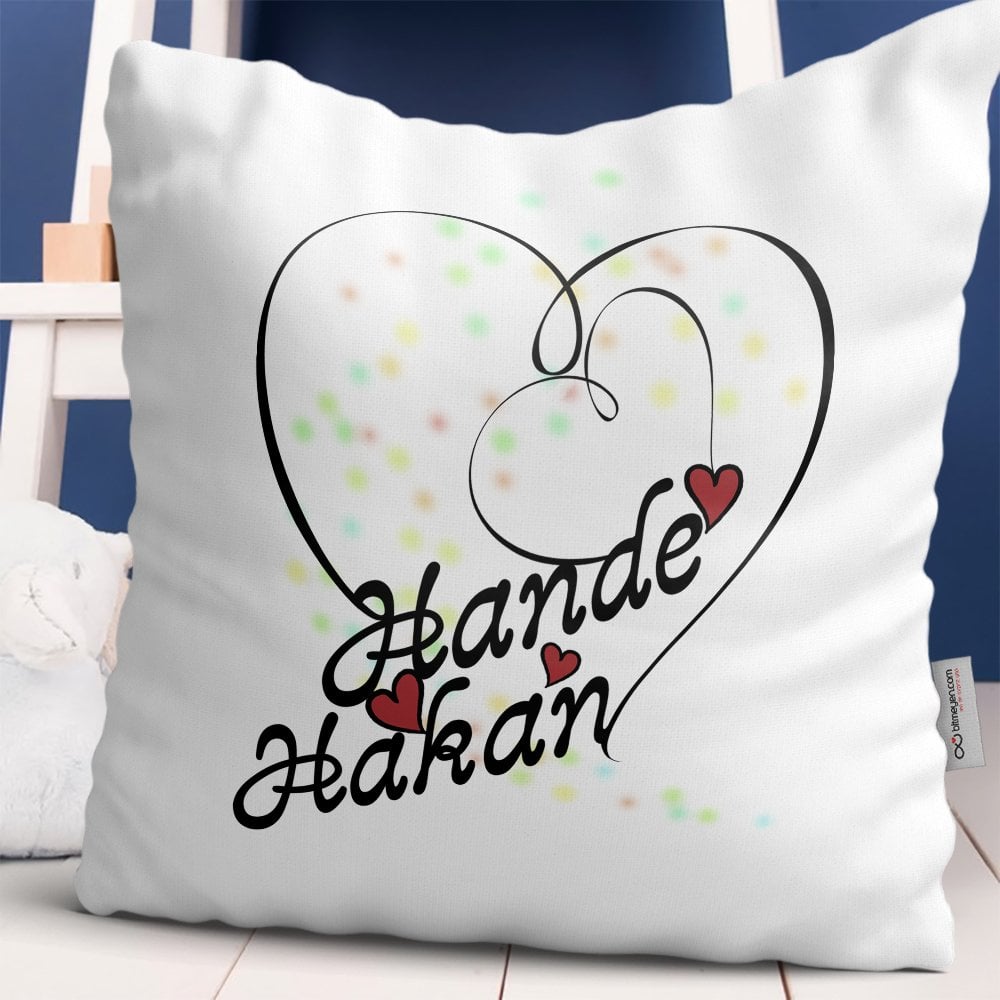 Kişiye Özel Sevgililer Günü Tasarımlı Beyaz Yastık - 11