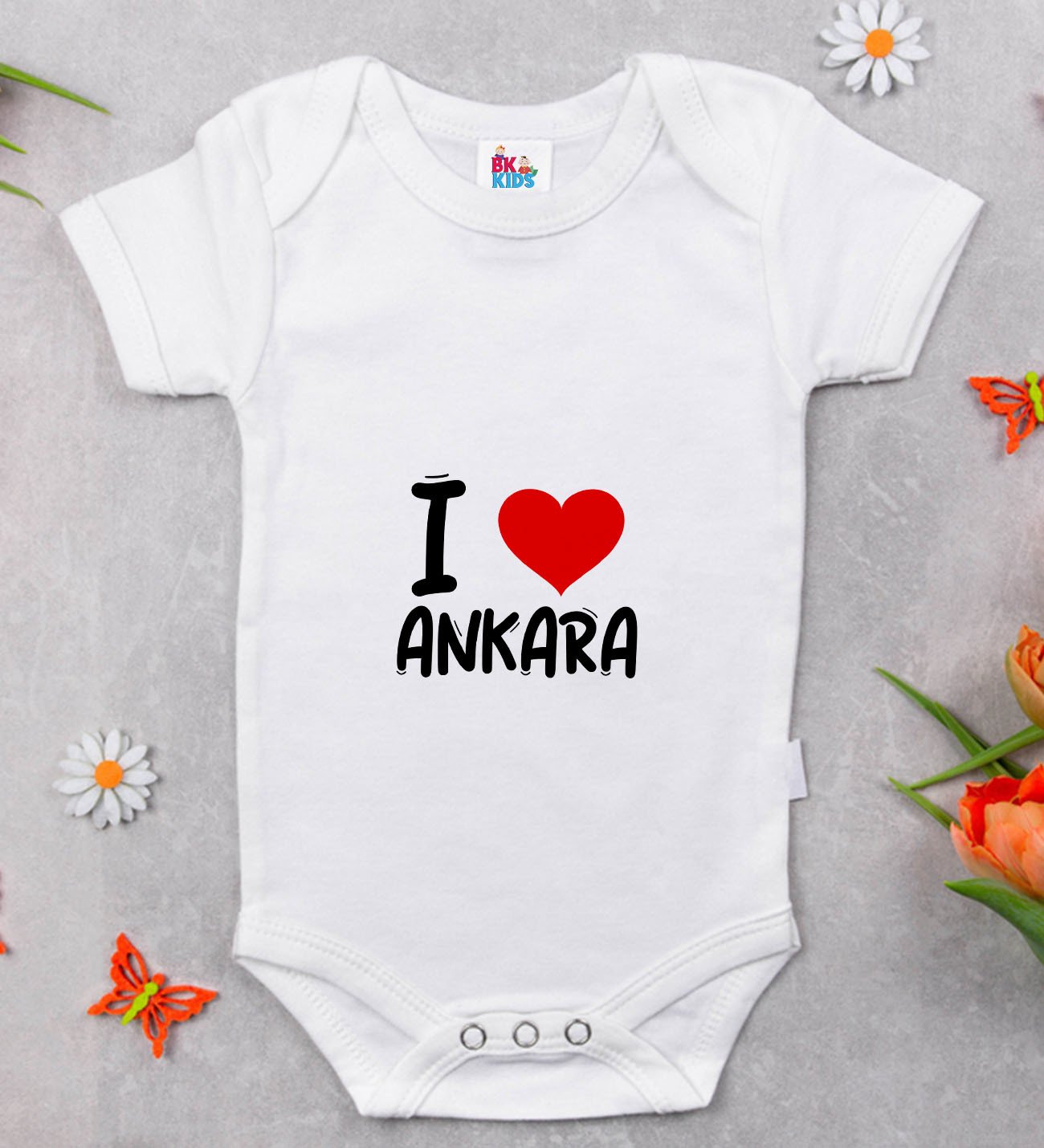 BK Kids I Love Ankara Tasarımlı Bebek Body Zıbın - Model 1