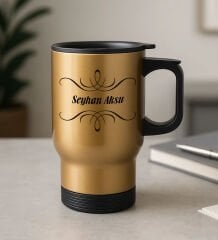 BK Gift Kişiye Özel İsimli Kulplu Gold Çelik Bardak Termos Mug 450ml-6, Sevgiliye Hediye, Arkadaşa Hediye, Eşe Hediye