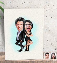 Kişiye Özel Sevgililer Karikatürlü Dekoratif Mini Kanvas Tablo 15x20cm-6