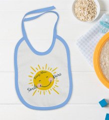 BK Kids Kişiye Özel Mavi Bebek Mama Önlüğü - Model 106