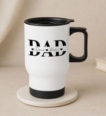 BK Gift Kişiye Özel Babalar Günü Tasarımlı Kulplu Beyaz Çelik Bardak Termos Mug 450ml-1, Babalar Günü Hediye, Babaya Hediye