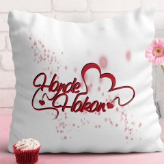Kişiye Özel Sevgililer Günü Tasarımlı Beyaz Yastık - 13