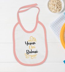 BK Kids Yesun Oni Babasi Tasarımlı Pembe Bebek Body Zıbın ve Mama Önlüğü Hediye Seti-1