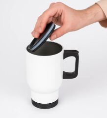 BK Gift Kişiye Özel Babalar Günü Tasarımlı Kulplu Beyaz Çelik Bardak Termos Mug 450ml-2, Babalar Günü Hediye, Babaya Hediye