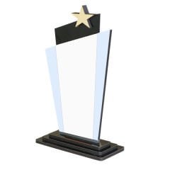 Sublimasyon Gümüş Lüks Metal Baskılı Siyah Ahşap Plaket - Beyaz Metalli