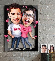 Kişiye Özel Sevgililer Karikatür Ahşap Tablo - 5