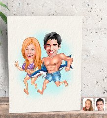 Kişiye Özel Sevgililer Karikatürlü Dekoratif Mini Kanvas Tablo 15x20cm-8