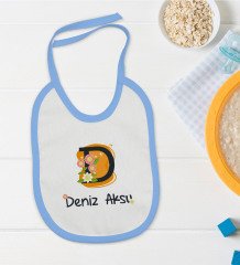 BK Kids Kişiye Özel Mavi Bebek Mama Önlüğü - Model 109