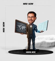BK Gift Kişiye Özel Erkek Öğretmen Tasarımlı Karikatür Biblo -2, Öğretmene Hediye, Öğretmenler Günü Hediyesi
