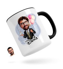 Kişiye Özel Erkek Doğum Günü Karikatürlü Siyah Kupa Bardak-3