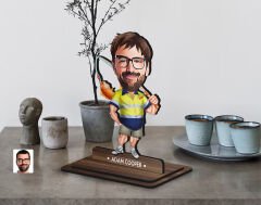 BK Gift Kişiye Özel Balıkçı Karikatürlü Ahşap Biblo-5 , Arkadaşa Hediye , Sevgiliye Hediye, Kişiye Özel Biblolar