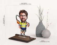 BK Gift Kişiye Özel Balıkçı Karikatürlü Ahşap Biblo-5 , Arkadaşa Hediye , Sevgiliye Hediye, Kişiye Özel Biblolar