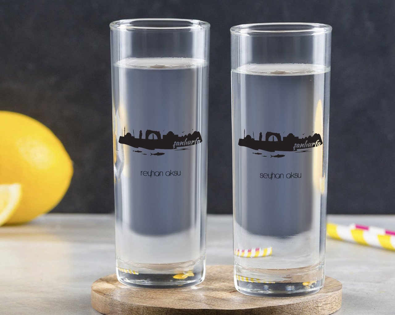 Kişiye Özel Renkli Baskılı Şanlıurfa Tasarımlı Turistik İkili Vodka Bardağı-2