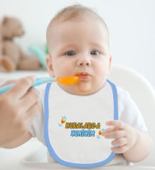 BK Kids Buralarda Yeniyim Tasarımlı Mavi Bebek Body Zıbın ve Mama Önlüğü Hediye Seti-1