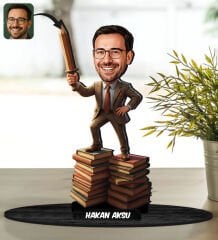 BK Gift Kişiye Özel Erkek Öğretmen Tasarımlı Karikatür Biblo -3, Öğretmene Hediye, Öğretmenler Günü Hediyesi