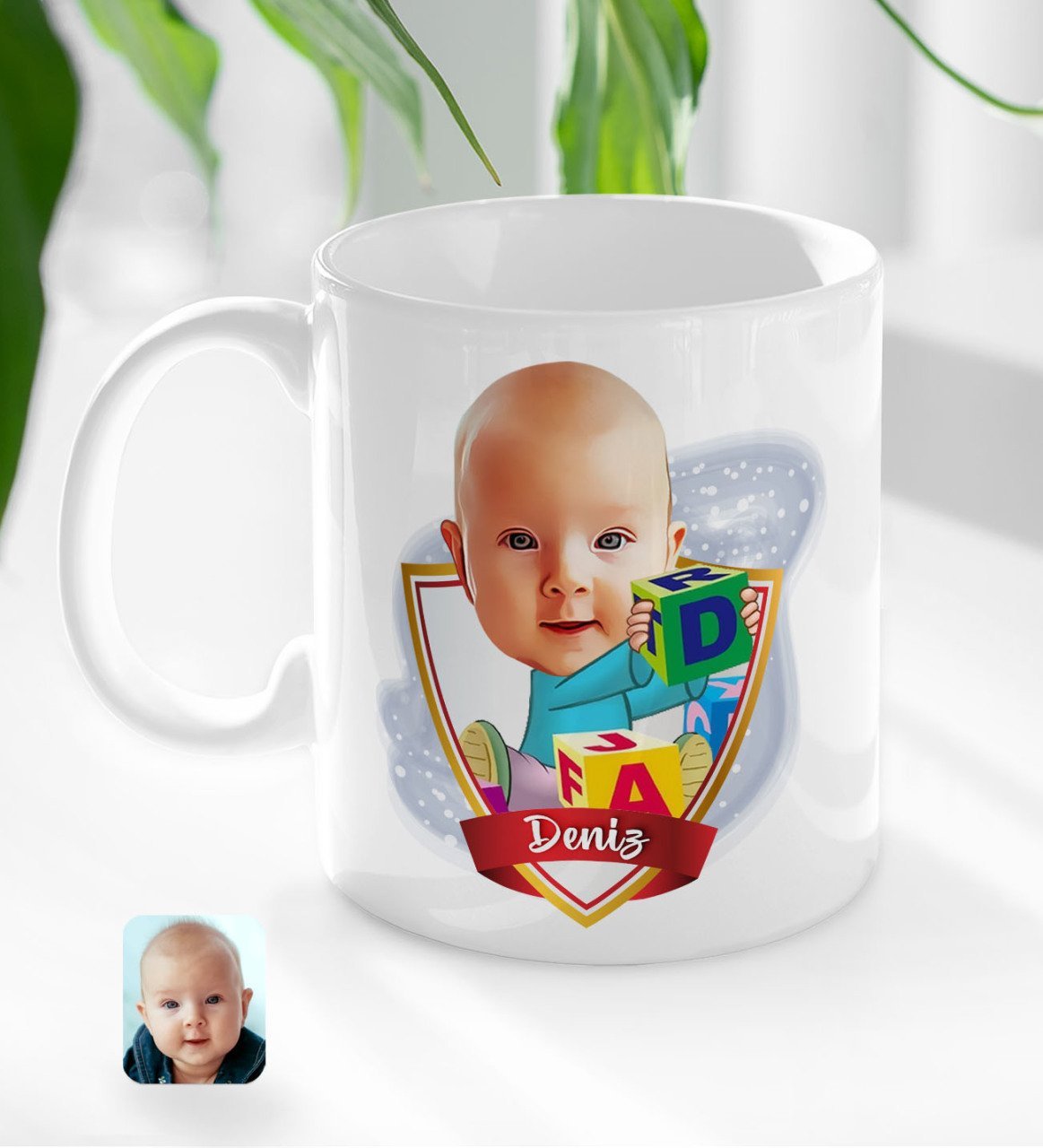 Kişiye Özel İsimli Bebek Karikatürlü Beyaz Kupa Bardak-5