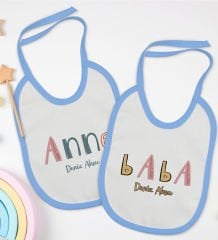 BK Kids Kişiye Özel Anne ve Baba Tasarımlı 2’li Mavi Mama Önlüğü-4