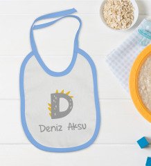 BK Kids Kişiye Özel Mavi Bebek Mama Önlüğü - Model 111