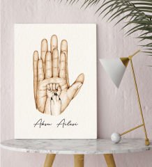 BK Gift Kişiye Özel El Ele Tutuşan Aile Tasarımlı Renkli Kanvas Tablo-4 30x50, Anneye Hediye, Aile Hediyesi