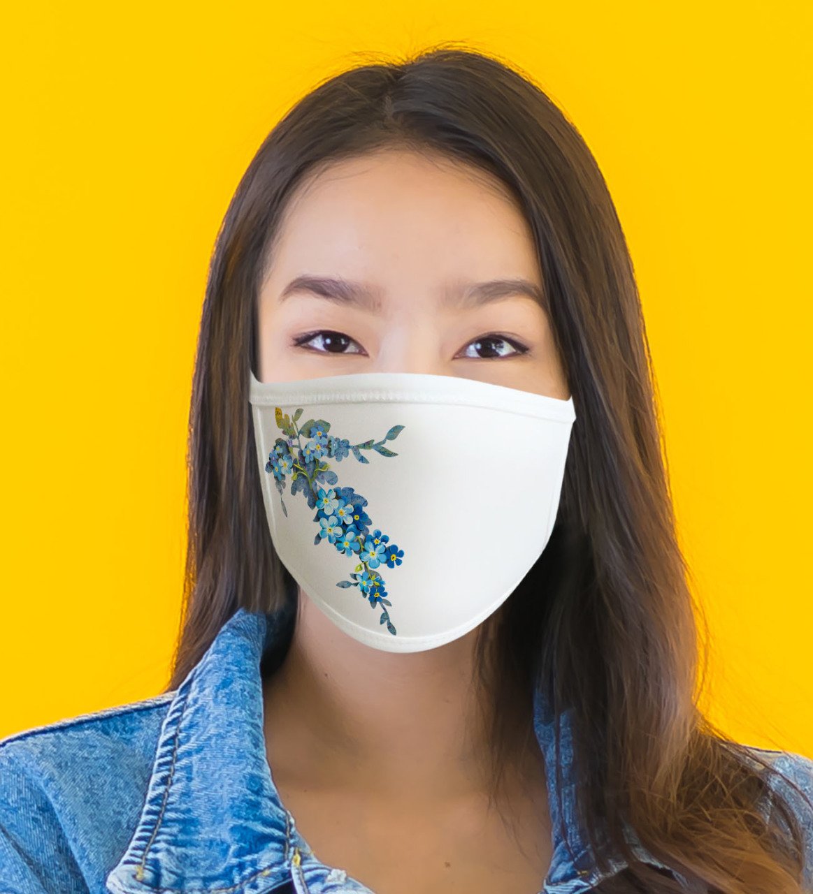 Çiçek Desenli Yıkanabilir Maske-2